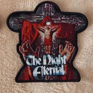 THE NIGHT ETERNAL -- Moonlit Cross  WOVEN PATCH (SHAPED / BLACK BORDER)