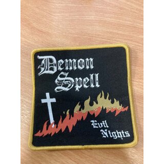DEMON SPELL -- Evil Nights  WOVEN PATCH  (YELLOW BORDER)